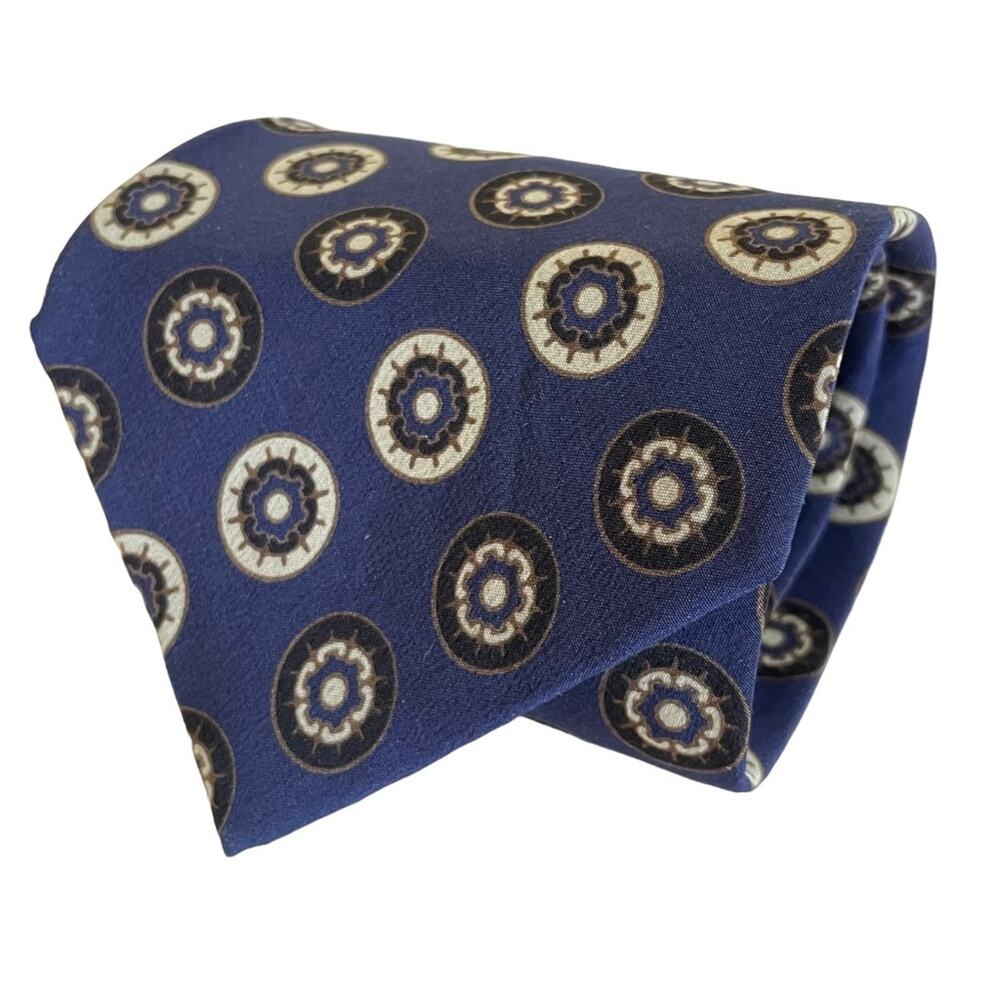 Vintage Lanvin Navy Blue Foulard Silk Tie - Made in Italy